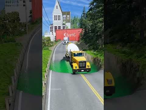 Dump trucks vs giant water pit part2258 #automobile #shortvideo #beamngdrive #shorts #truck