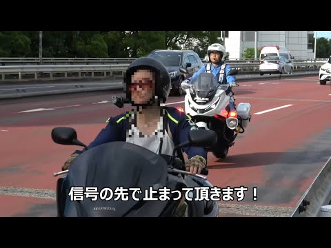 白バイ（CB1300P）の猛烈な加速！！！NT1100Pの白バイが速度違反のビックスクーターを仕留める瞬間！！！