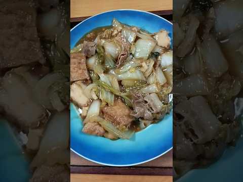 豚肉と白菜厚揚げ竹輪のオイスターソース炒め