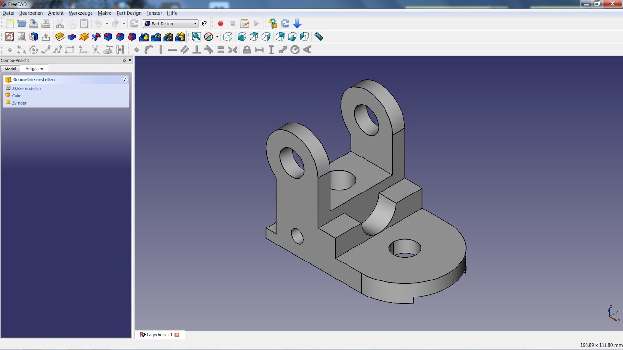 FreeCAD Tutorial 04 Lagerbock YouTube