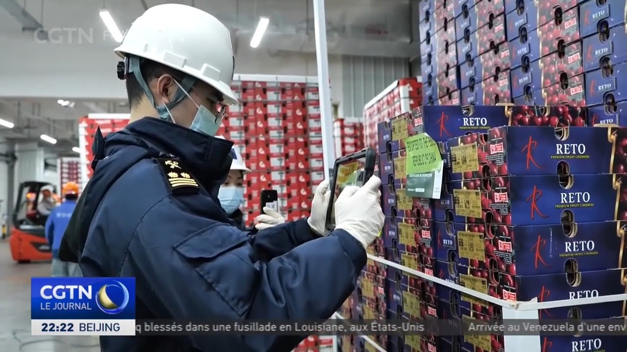 Une arrivée sucrée au plus grand port d'importation de cerises de Chine