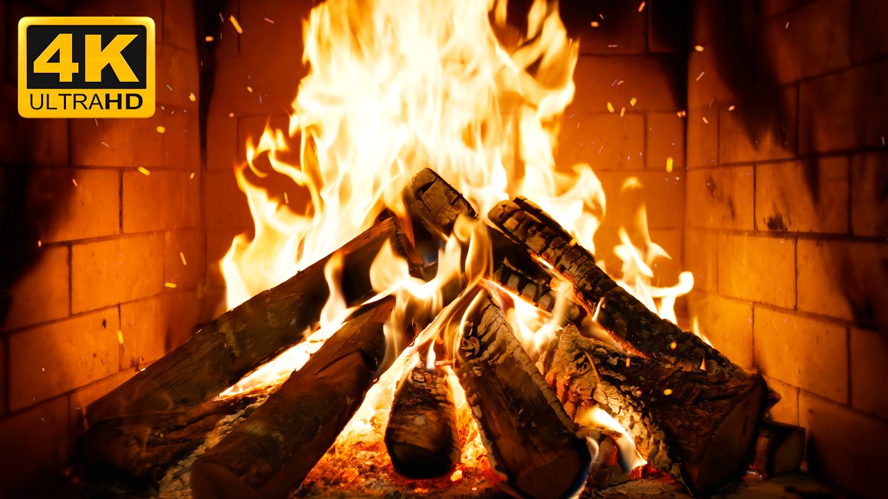 đ„ Cozy Cabin Fireplace with Soothing Ember Pops and Warm Radiance for Relaxing Christmas Ambience