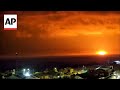 Blasts on the Gaza skyline seen from southern Israel