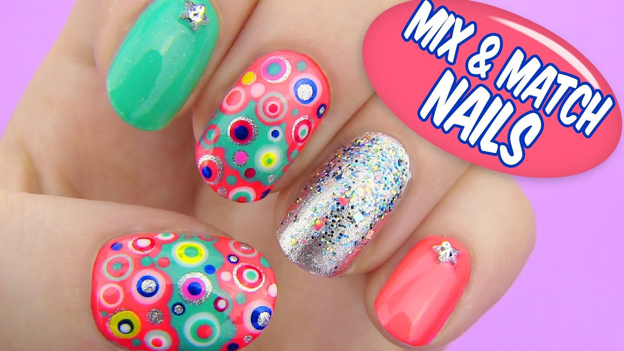 Mix and Match Nails - Dotted Nail Art - YouTube