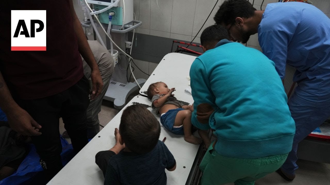 Children among those killed and injured by Israeli strikes arrive at Gaza hospital