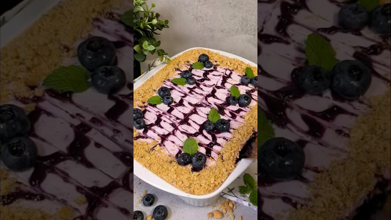 Borůvkové nepečené řezy s máslovými sušenkami a jemným mascarpone krémem máte hotové raz dva