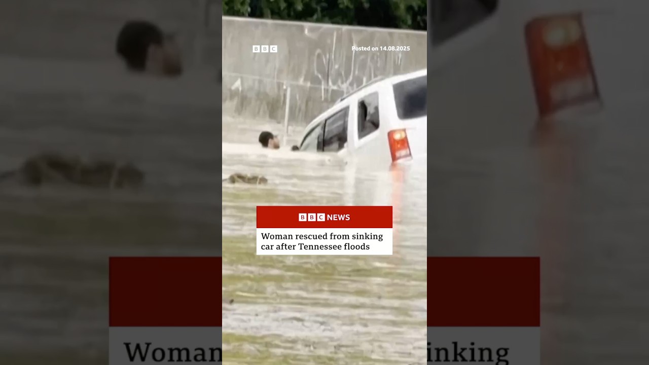 Woman rescued from sinking car after Tennessee floods. #Tennessee #FlashFlood #BBCNews