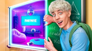 I Built 3 SECRET Rooms In School!