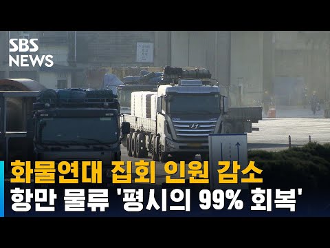 화물연대 집회 인원 감소…항만 물류 '평시의 99% 회복' / SBS