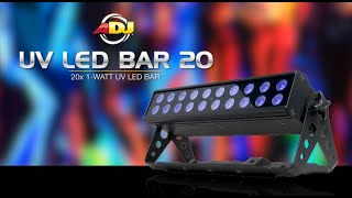 AMERICAN DJ UV LED Bar 20 Ultraviolet LED Blacklight Strip Fixture in action - learn more