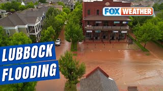 Watch: Drone Flies Over Flooded Streets Of Lubbock, Texas