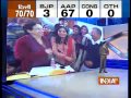 Arvind Kejriwal hugs his wife as part of victory celebrations