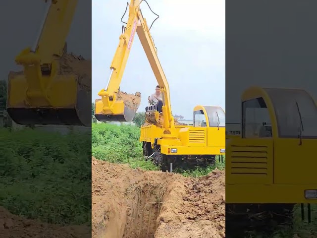 Landfill pit vehicle mounted excavator