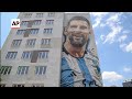 Messi honored with huge mural in Albania