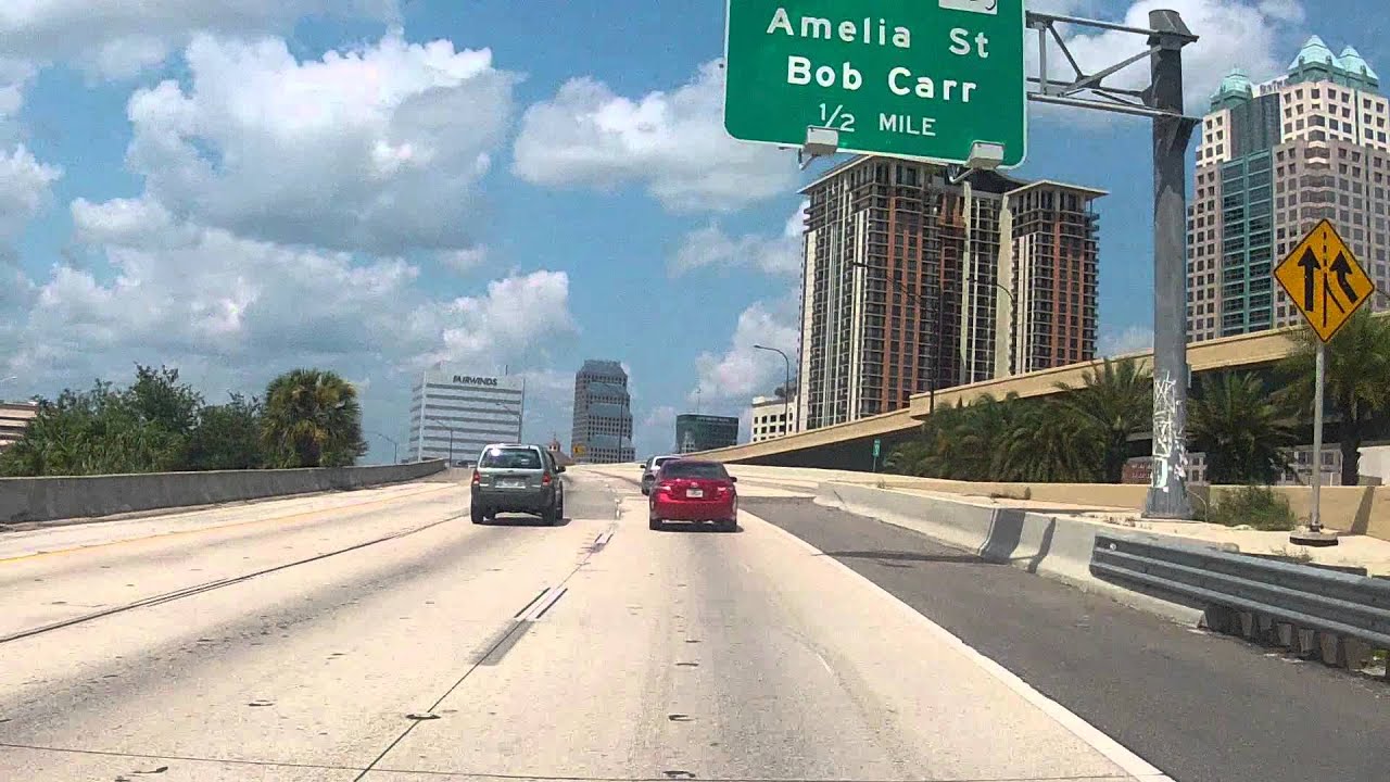 Interstate 4 through downtown Orlando, Florida - YouTube