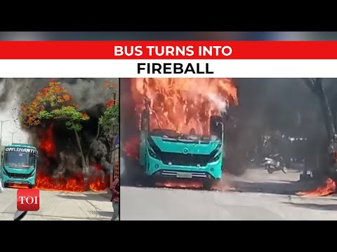 Indore Petrol Pump Explosion: Man engulfed in flames while filling bus with fuel