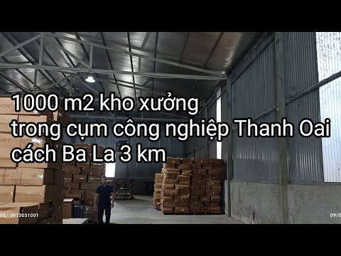 Cho thuê 1000 m2 kho xưởng trong cụm công nghiệp Thanh Oai, cách Ba La - Hà Đông 3 km