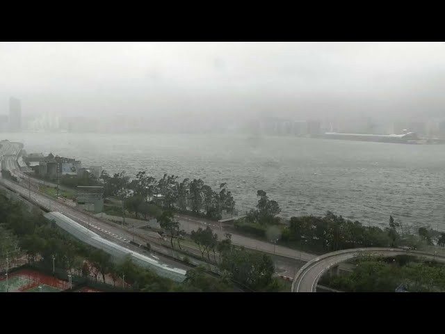 Live: Hong Kong skyline as the city braces for Typhoon Wipha