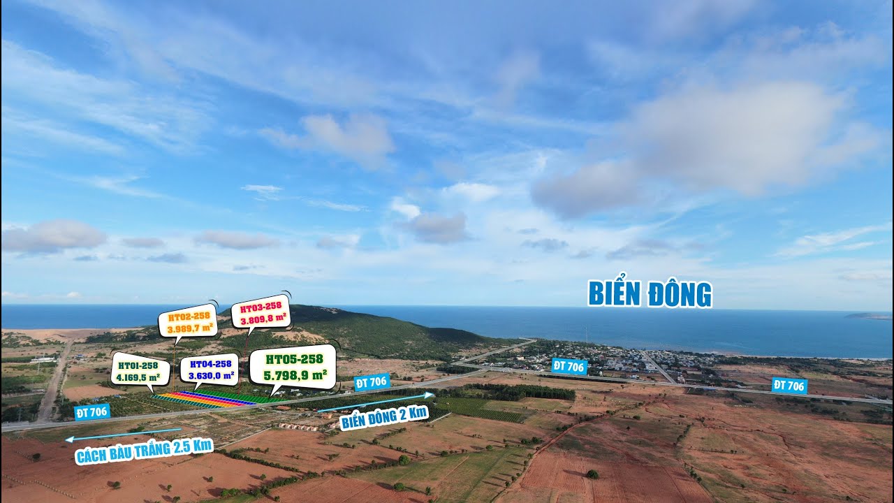 Bán đất mặt tiền đường biển DT 716, cách biển 1.5km, cách Bàu Trắng 2.5km, kế bên Novaworld Mũi Yến video