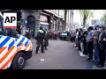 Pro-Palestinian student protesters clash with police in Amsterdam