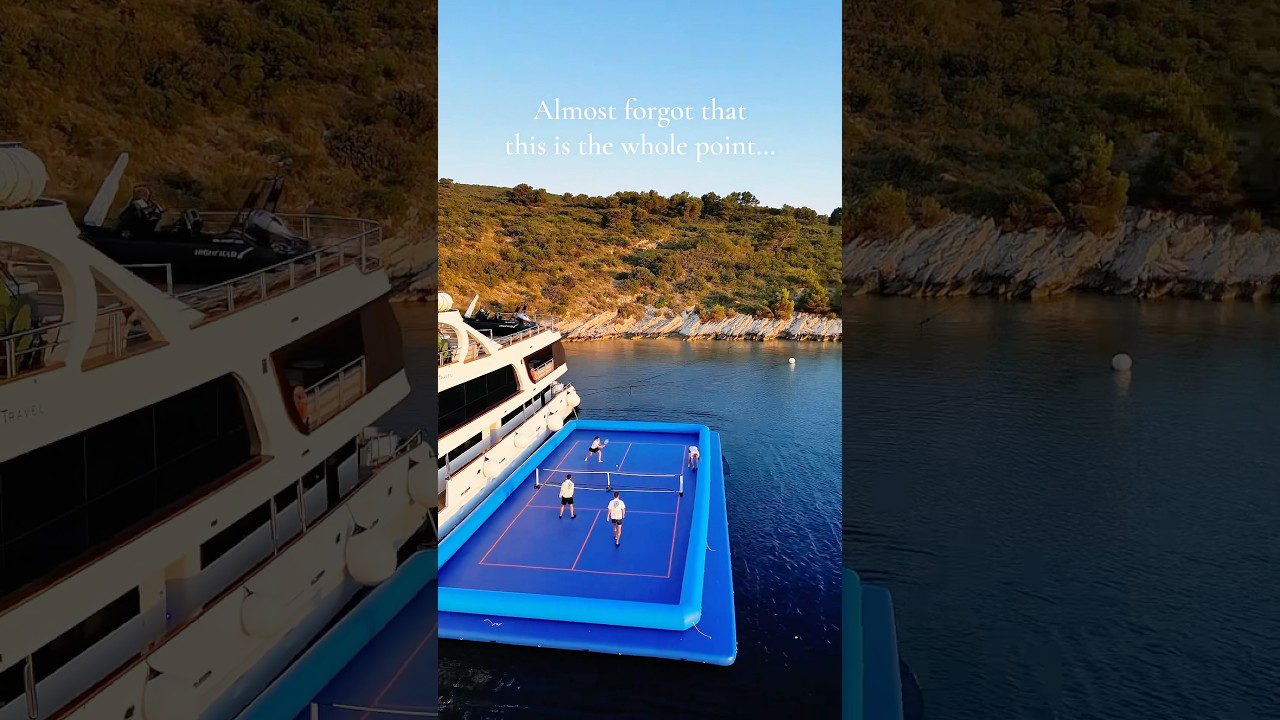 Inflatable yacht pickleball court 🛳️