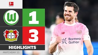 Leverkusen on 2nd Place! | VFL WOLFSBURG — BAYER 04 LEVERKUSEN | Highlights | MD 11 – Bundesliga