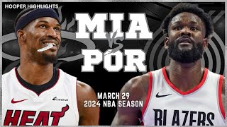 Miami Heat vs Portland Trail Blazers Full Game Highlights | Mar 29 | 2024 NBA Season