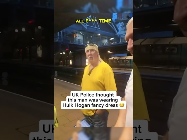 UK police thought this man was wearing Hulk Hogan fancy dress 😂 #uk #hulkhogan #britishhumor #laugh