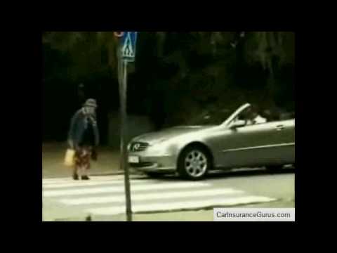 Old lady hits mercedes airbag