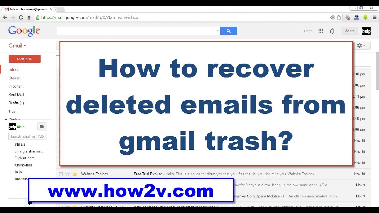 How To Recover restore Deleted Emails From Gmail Trash 2014 YouTube