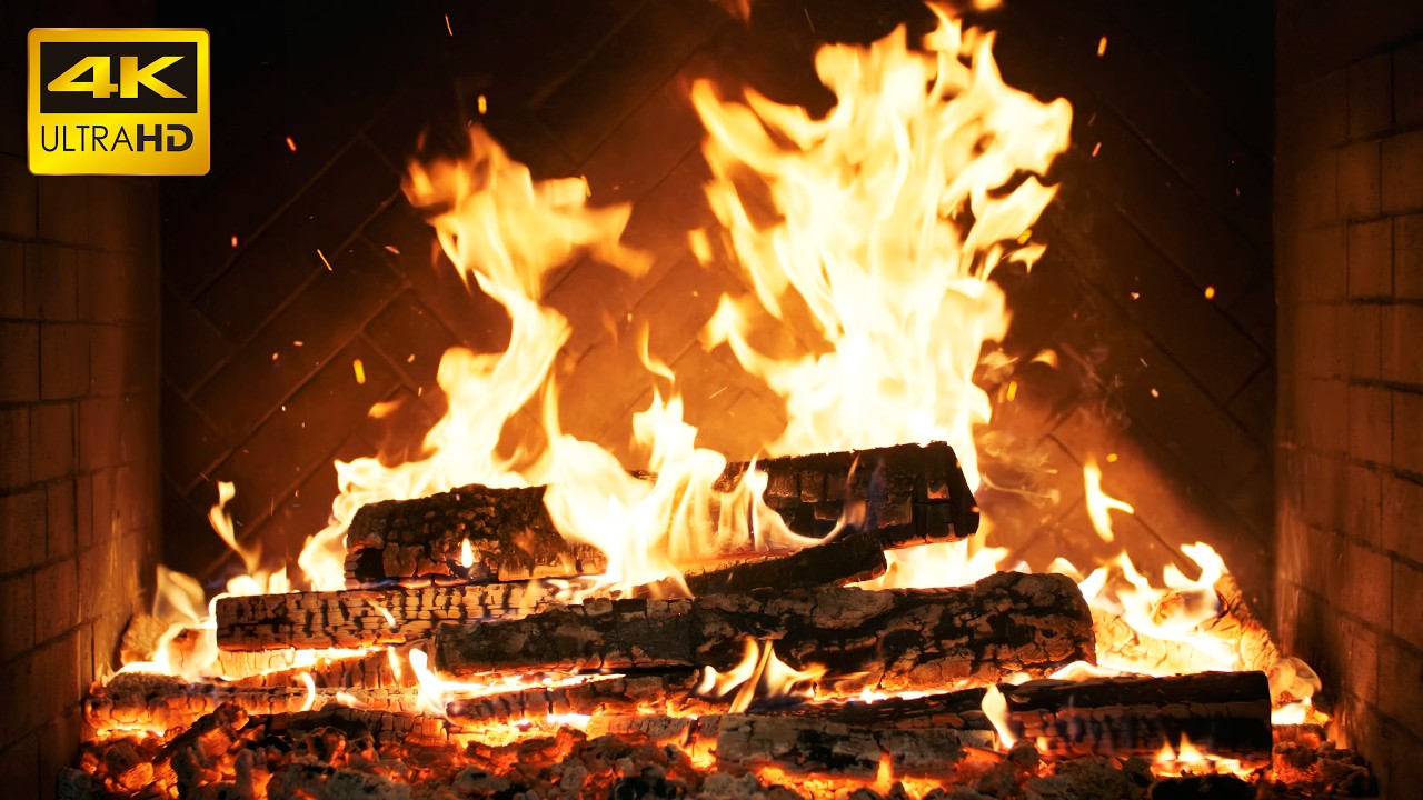 🔥 Natural Fireplace with Real Wood Fire and Authentic Crackles for Relaxing Christmas Ambience