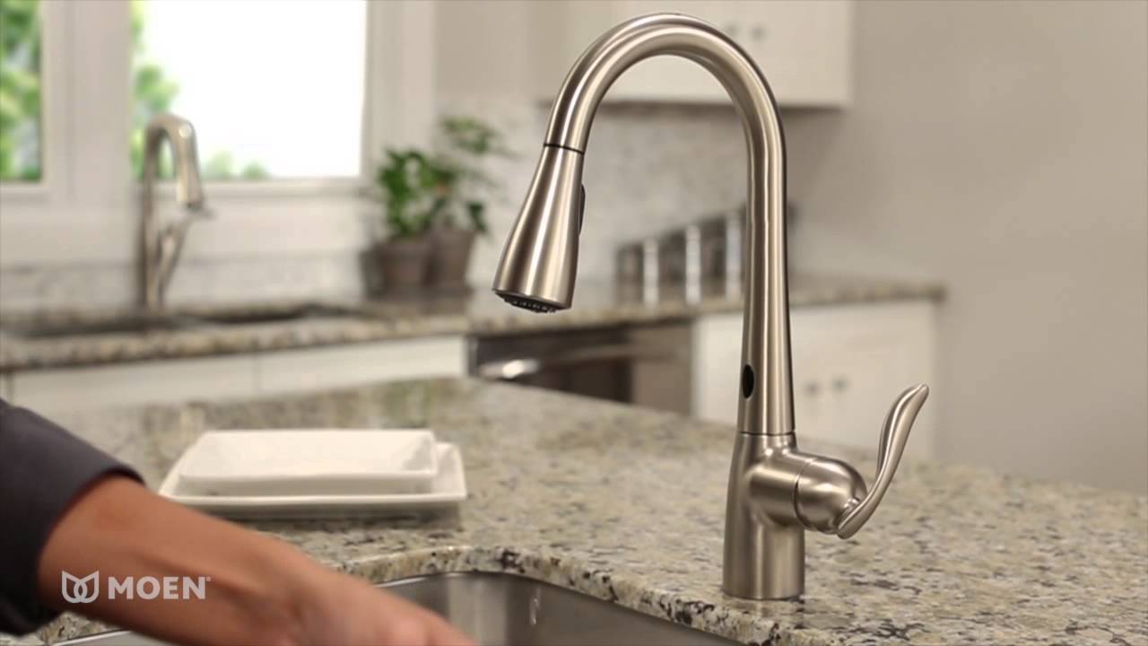 Moen Arbor With Motionsense One Handle High Arc Pulldown Kitchen Faucet 7594ers Youtube 