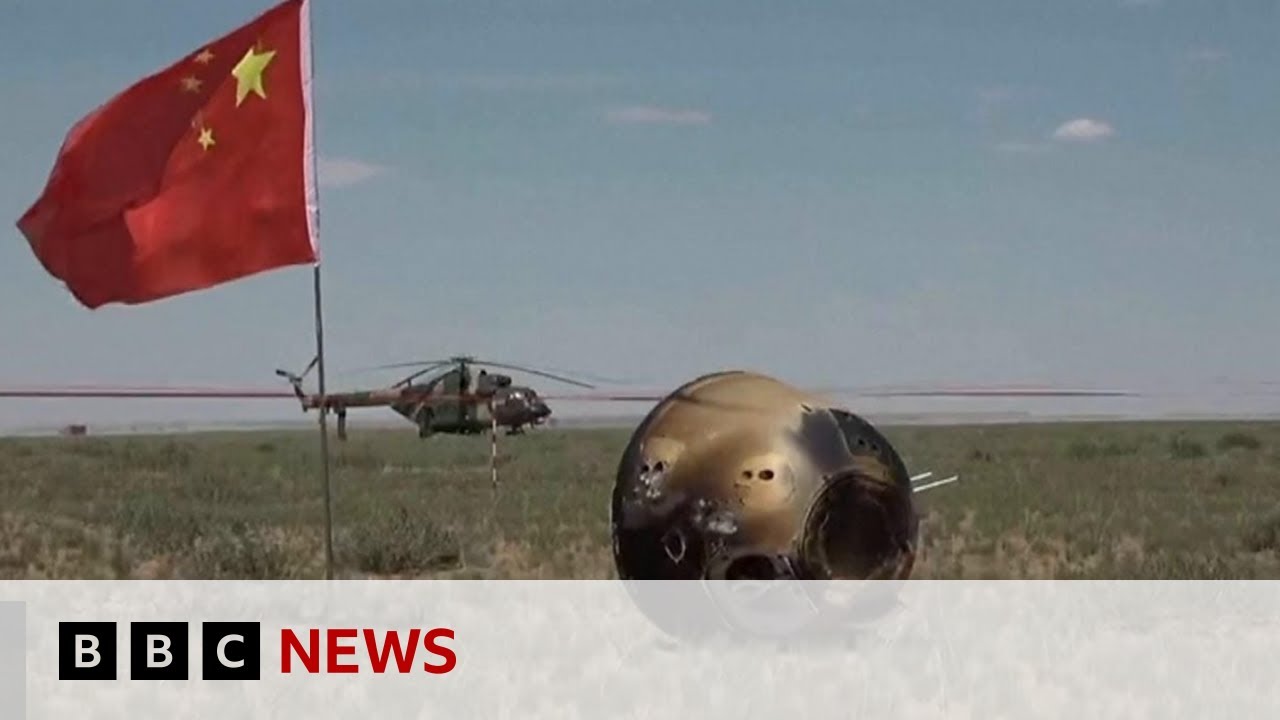 China space probe returns to Earth with rare Moon rocks | BBC News