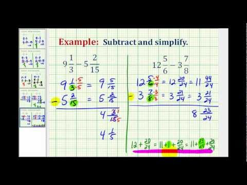 Example: Subtraction of Mixed Numbers ( Video ) | Arithmetic | CK-12 ...