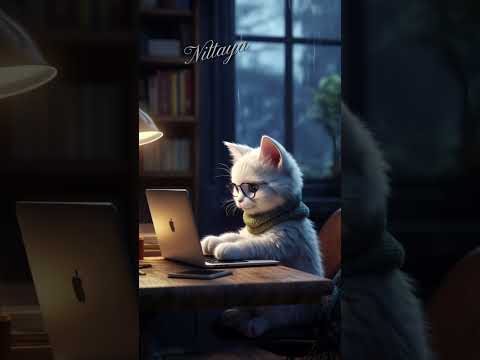 Rainy days + deadlines = purrfection #CatWorkVibes #CozyRainyDay #FluffyBoss #CatWithGlasses #short