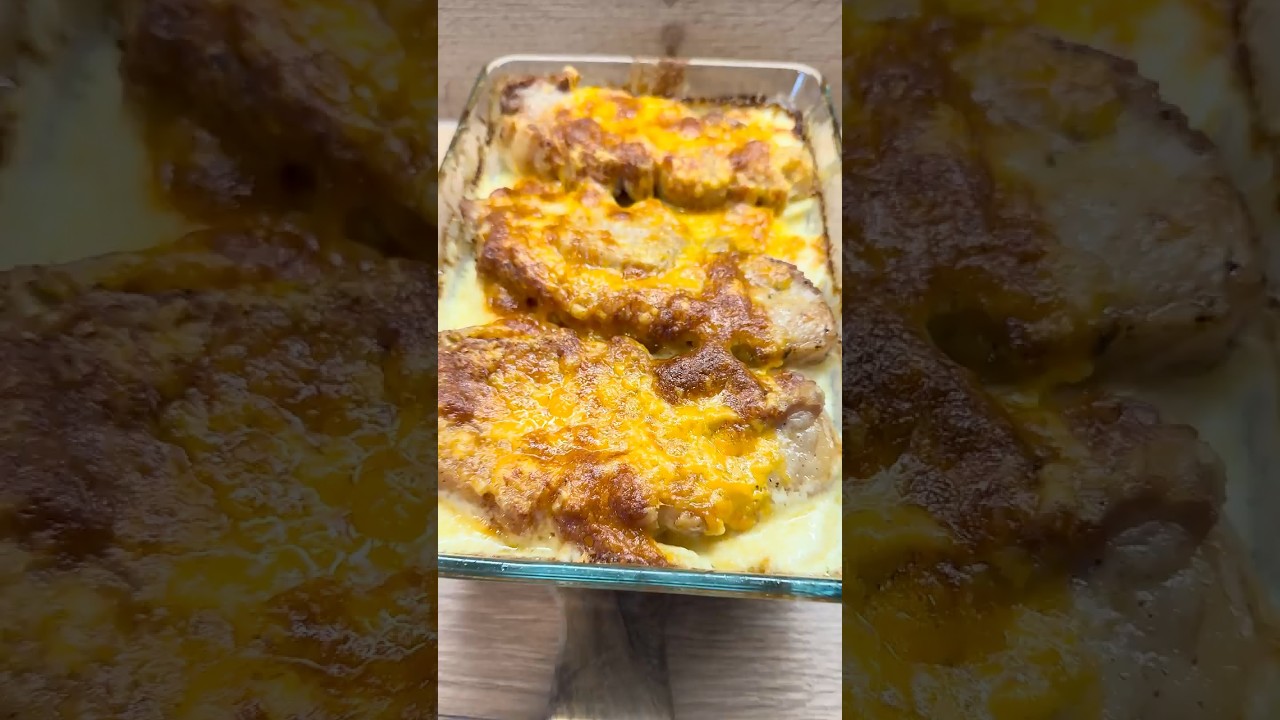 Vepřové plátky zapečené smetanou a sýrem