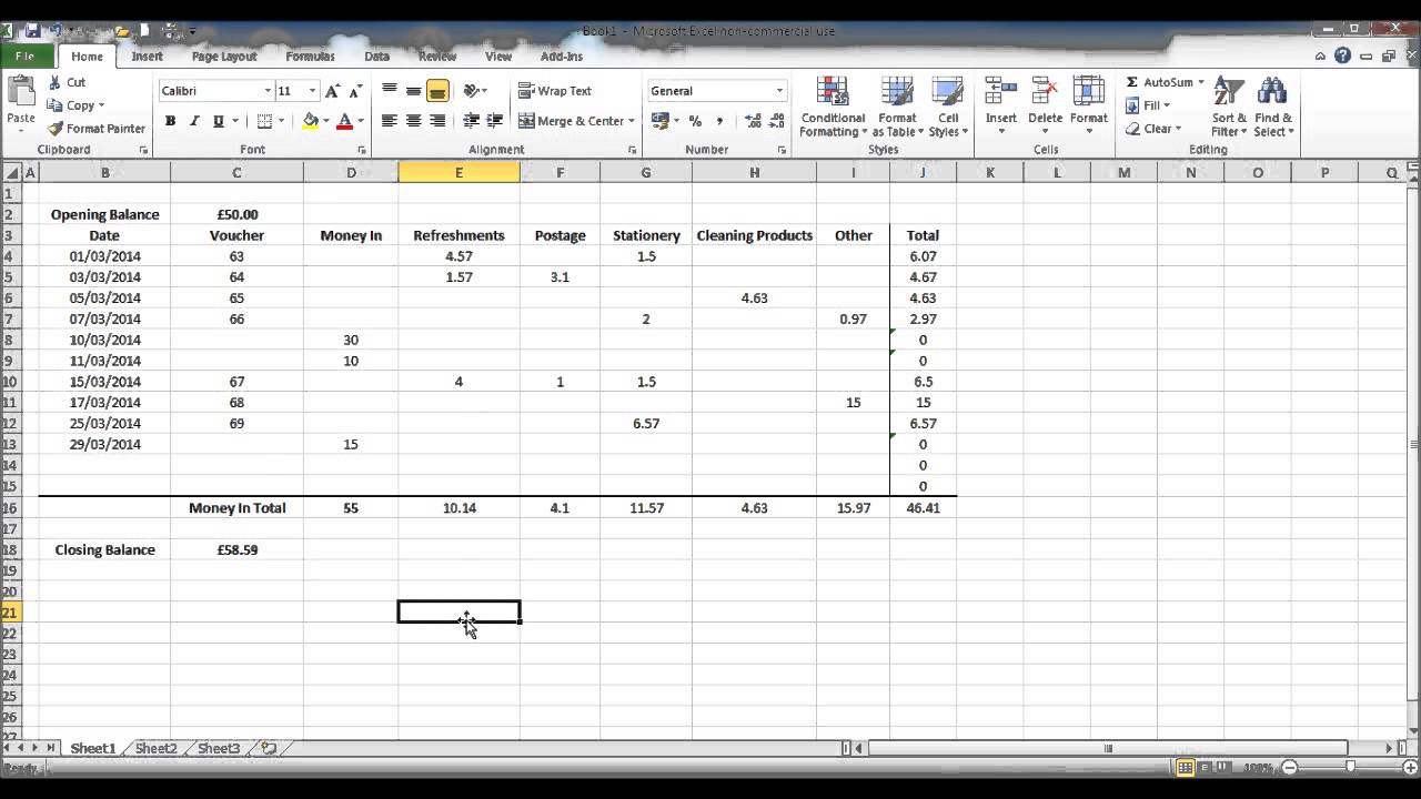 How to Create a Petty Cash Template using Excel - Part 4 - YouTube