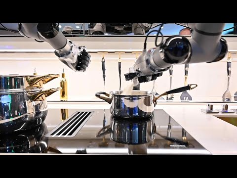 The world’s first robotic kitchen was showcased today at CES 2021. The system features a dexterous robot integrated into a luxury kitchen, that prepares freshly-cooked meals at the touch of a button.