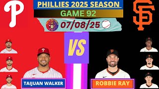 Philadelphia Phillies @ San Francisco Giants LIVE PLAY-BY-PLAY (07-08-25) #phillies #giants