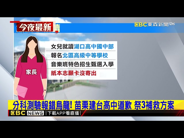 分科測驗報錯烏龍！苗栗建台高中道歉 祭3補救方案@newsebc