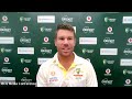 David Warner after the conclusion of the third Vodafone mens Ashes Test at the MCG