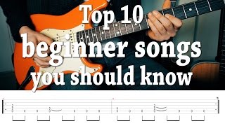 Top 10 fun, "easy" guitar songs you should know! with TABS