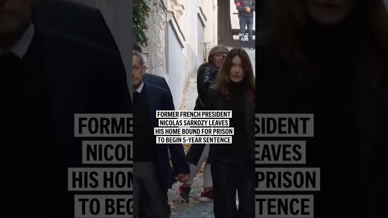 Former French president Nicolas Sarkozy leaves his home bound for prison to begin 5-year sentence