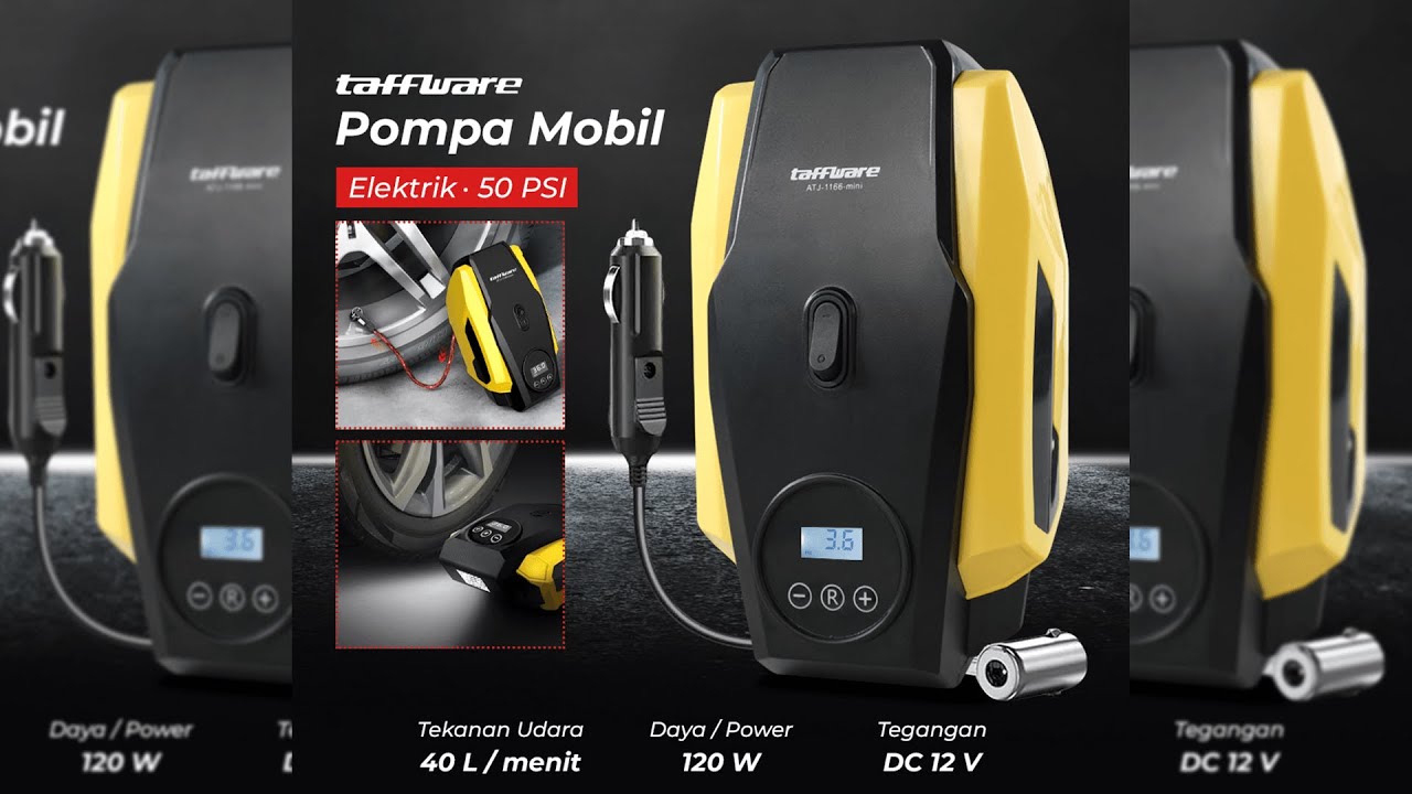 Pratinjau video produk Taffware Inflator Pompa Ban Mobil Elektrik Serba Guna 50 PSI - ATJ-1166-mini