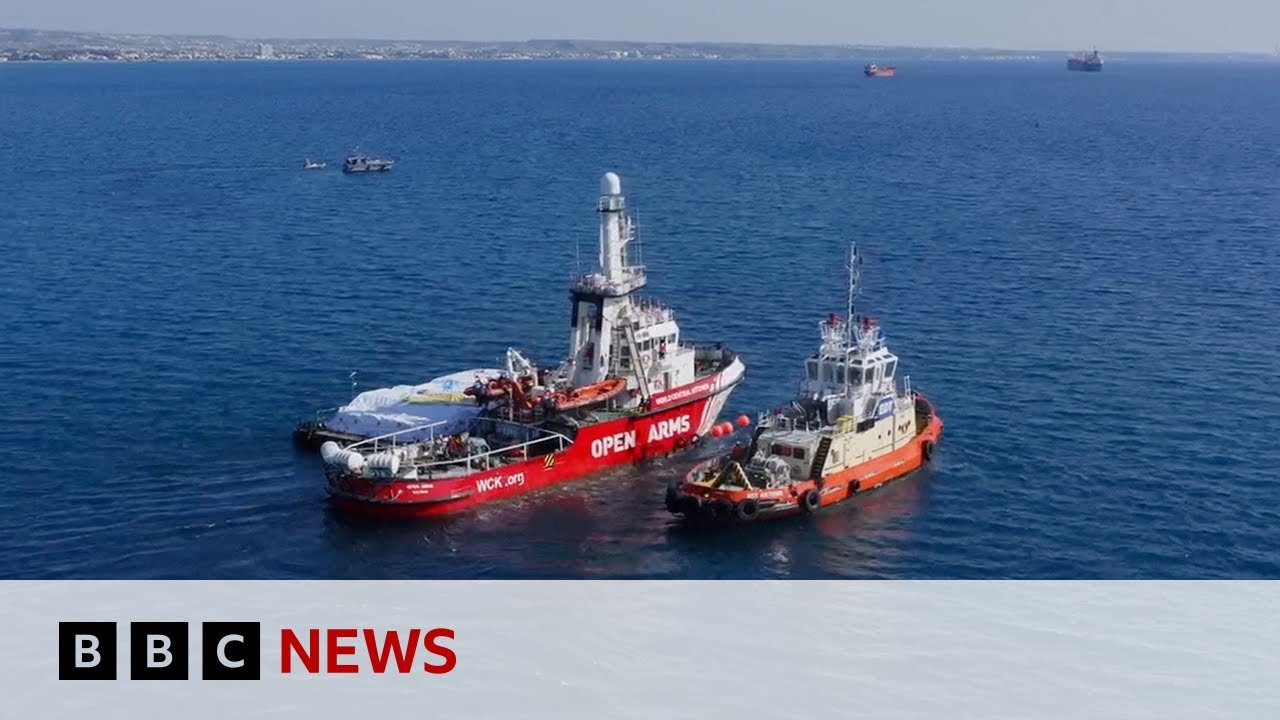 First Gaza aid ship sets off from Cyprus | BBC News