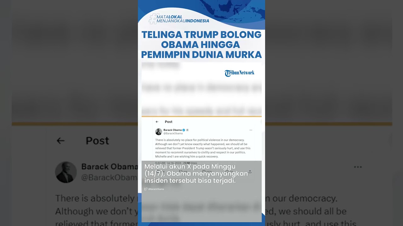 Barak Obama dan Pemimpin Dunia Ungkap Kemarahan seusai Telinga Trump Bolong Ditembak