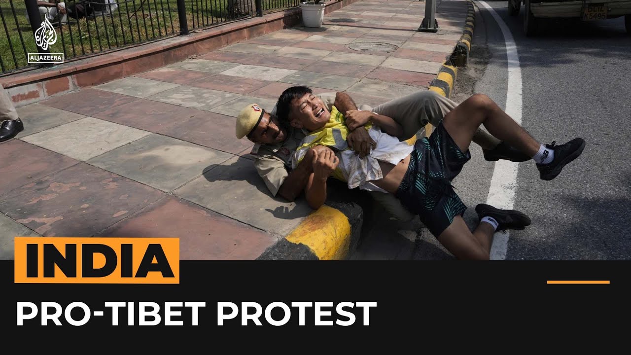Indian police detain pro-Tibet protesters outside China embassy | AJ #shorts