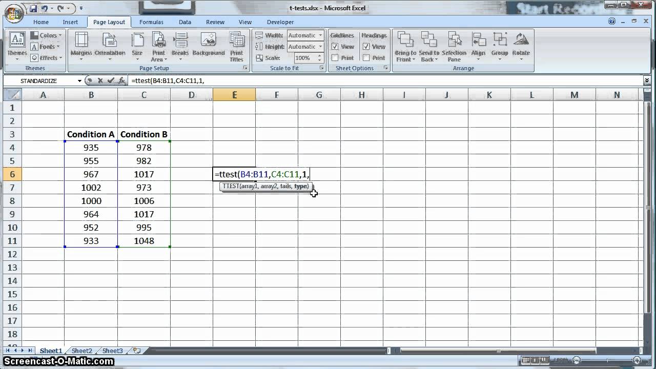 T test In Microsoft Excel YouTube