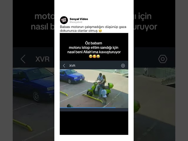 Babası motorun çalışmadığını düşünüp gaza dokununca olanlar olmuş 😁