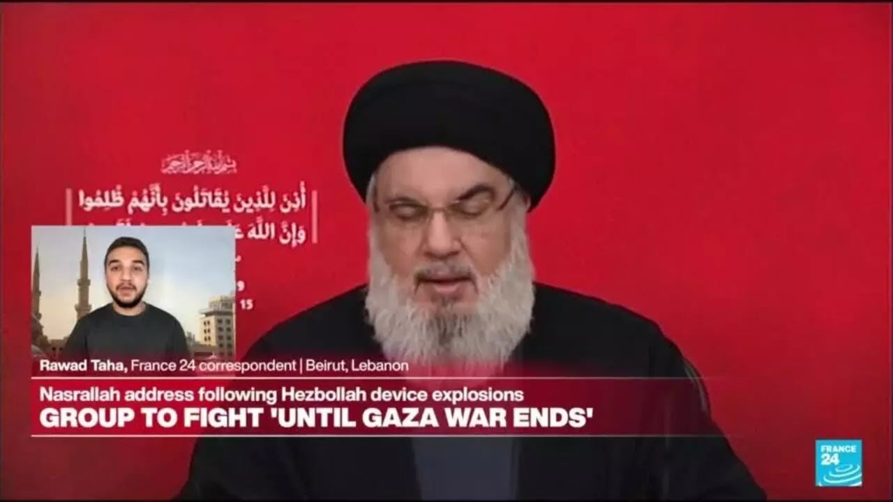 Israel 'crossed all red lines', says Hezbollah's Nasrallah in first speech since device attacks